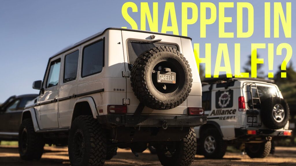 G-Wagen using synthetic winch rope for recovery after trail failure